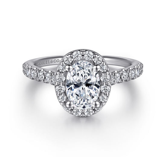 Gabriel - 14K White Gold Oval Halo Diamond Engagement Ring