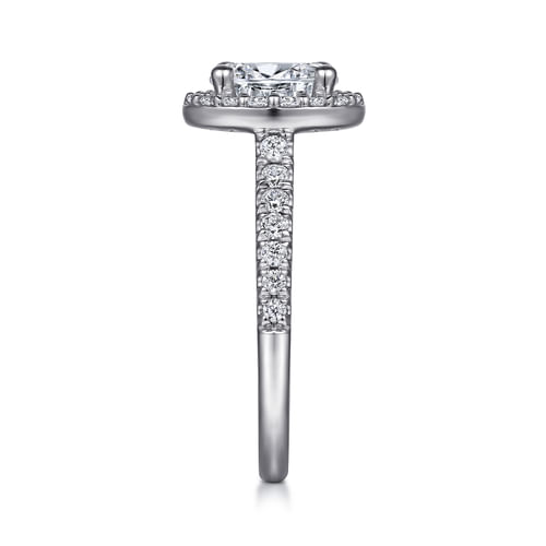 14K White Gold Oval Halo Diamond Engagement Ring
