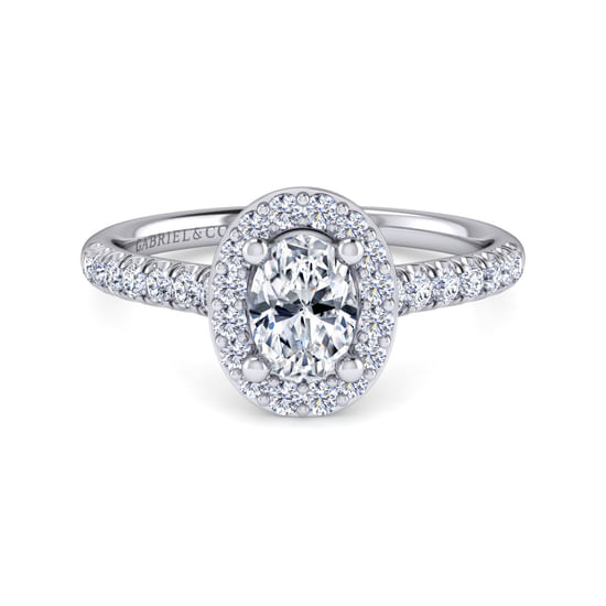 Gabriel - 14K White Gold Oval Halo Diamond Engagement Ring