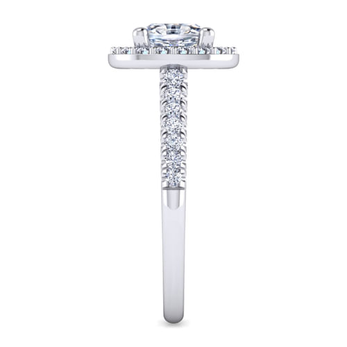 14K White Gold Oval Halo Diamond Engagement Ring