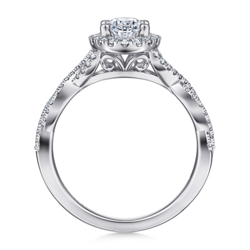 14K White Gold Oval Halo Diamond Engagement Ring