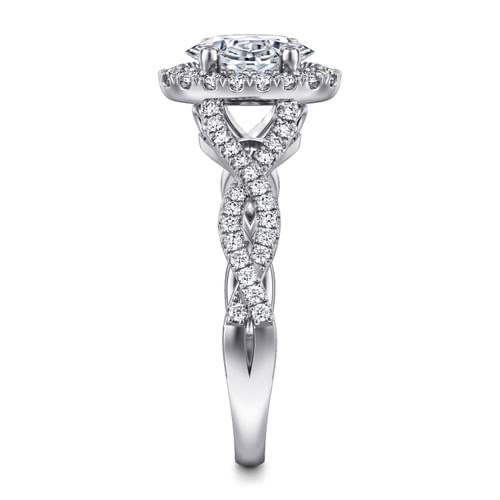 14K White Gold Oval Halo Diamond Engagement Ring
