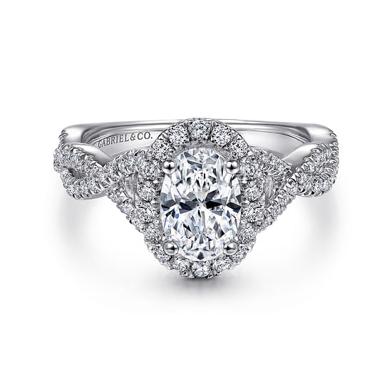 Gabriel - 14K White Gold Oval Halo Diamond Engagement Ring