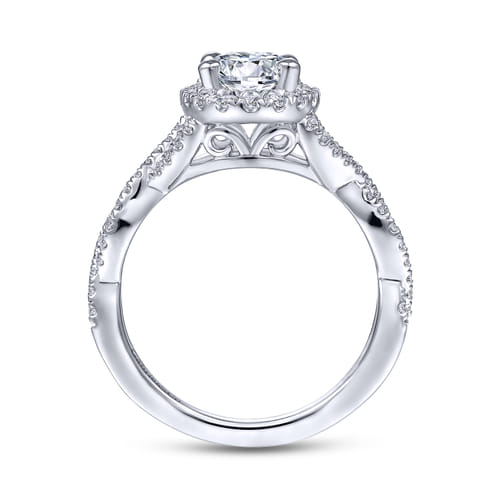 14K White Gold Oval Halo Diamond Engagement Ring