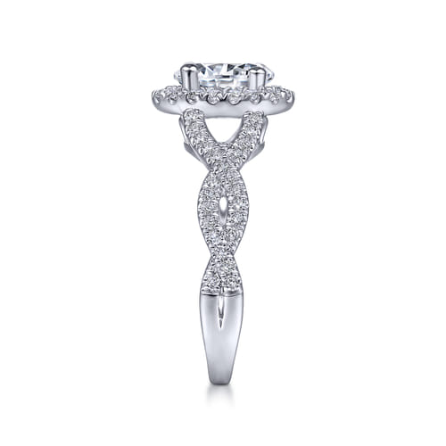 14K White Gold Oval Halo Diamond Engagement Ring