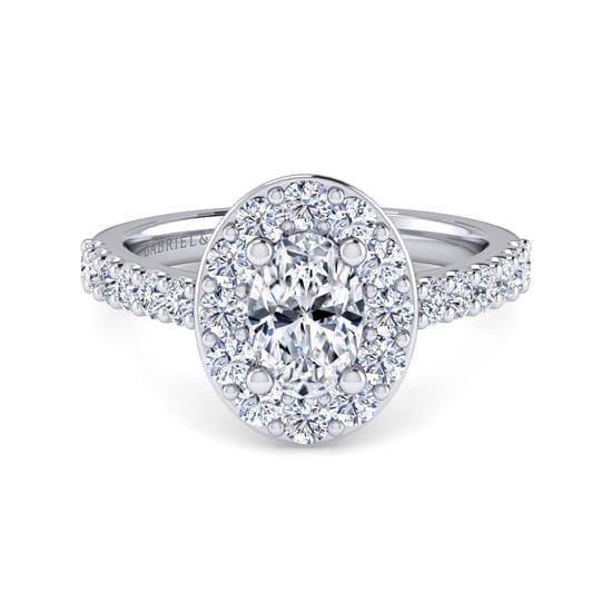 Gabriel - 14K White Gold Oval Halo Diamond Engagement Ring