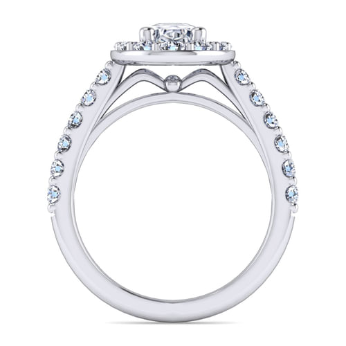 14K White Gold Oval Halo Diamond Engagement Ring