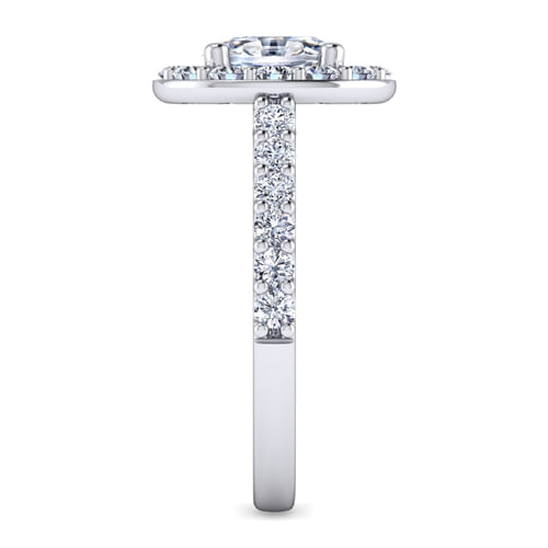 14K White Gold Oval Halo Diamond Engagement Ring