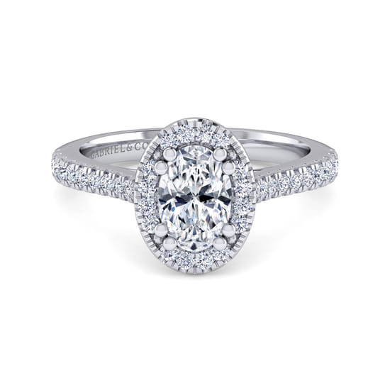 Gabriel - 14K White Gold Oval Halo Diamond Engagement Ring