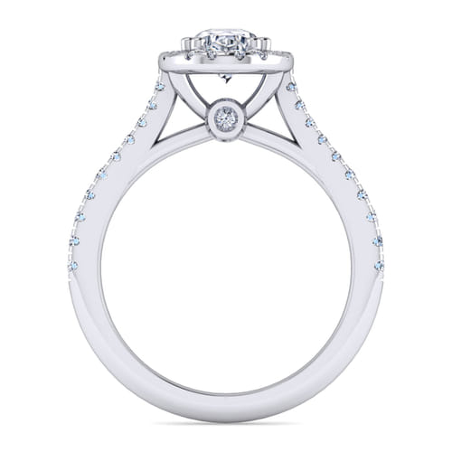 14K White Gold Oval Halo Diamond Engagement Ring