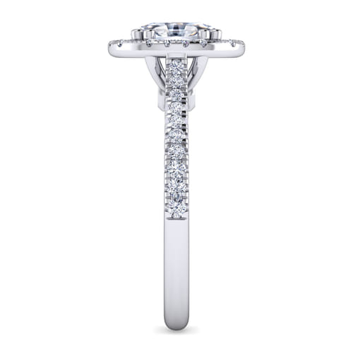 14K White Gold Oval Halo Diamond Engagement Ring