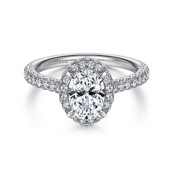 Gabriel - 14K White Gold Oval Halo Diamond Engagement Ring