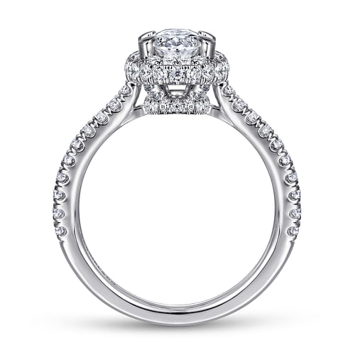 14K White Gold Oval Halo Diamond Engagement Ring