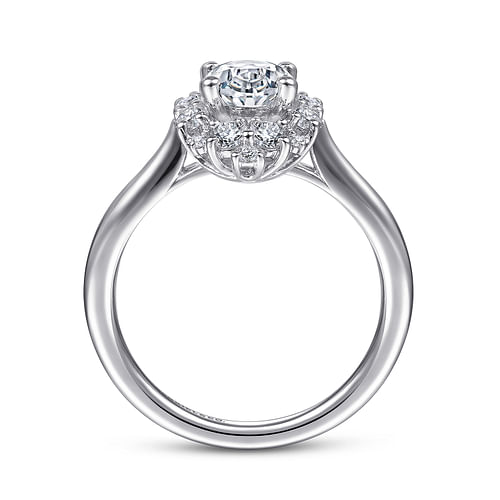 14K White Gold Oval Halo Diamond Engagement Ring