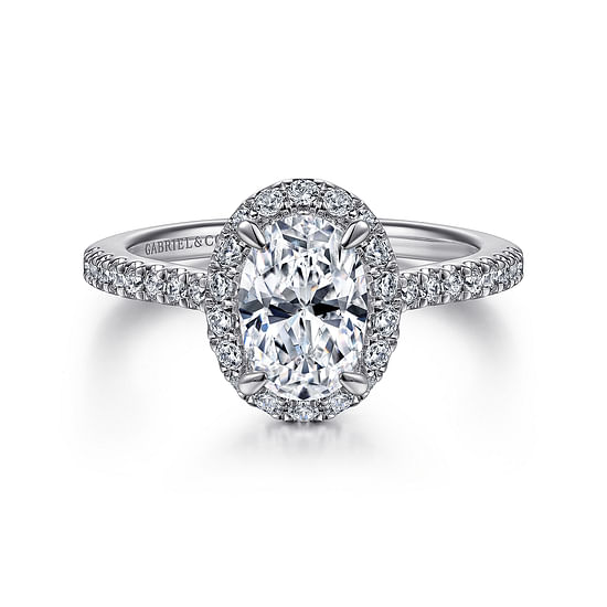 Gabriel - 14K White Gold Oval Halo Diamond Engagement Ring