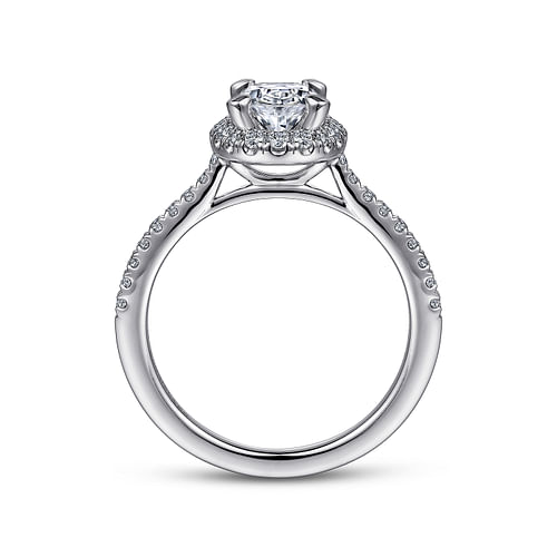 14K White Gold Oval Halo Diamond Engagement Ring