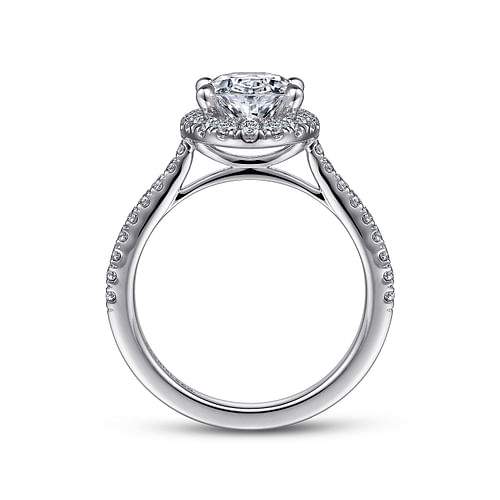 14K White Gold Oval Halo Diamond Engagement Ring