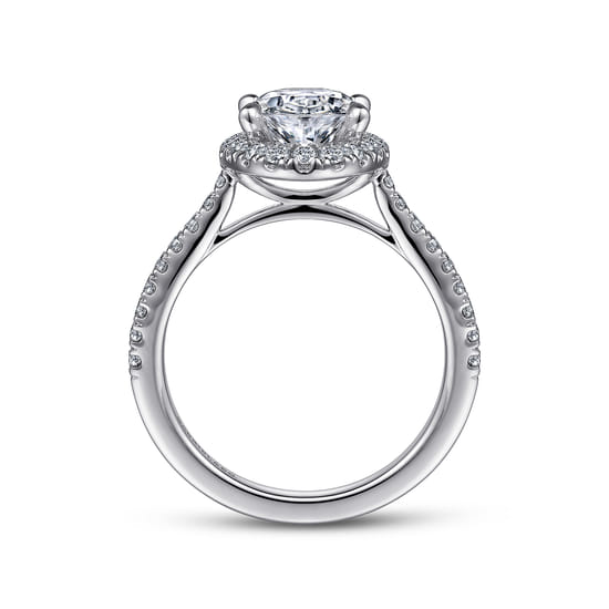 14K White Gold Oval Halo Diamond Engagement Ring angle 2