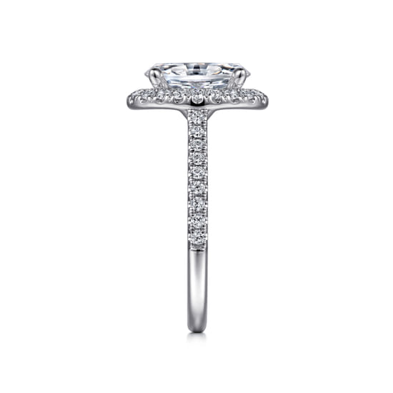 14K White Gold Oval Halo Diamond Engagement Ring angle 5