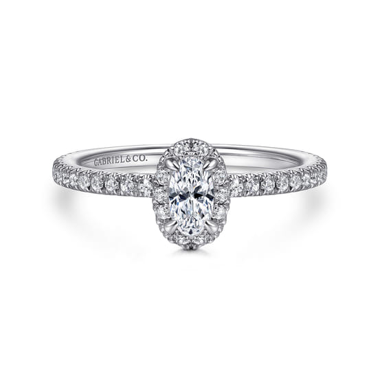 Gabriel - 14K White Gold Oval Halo Diamond Engagement Ring