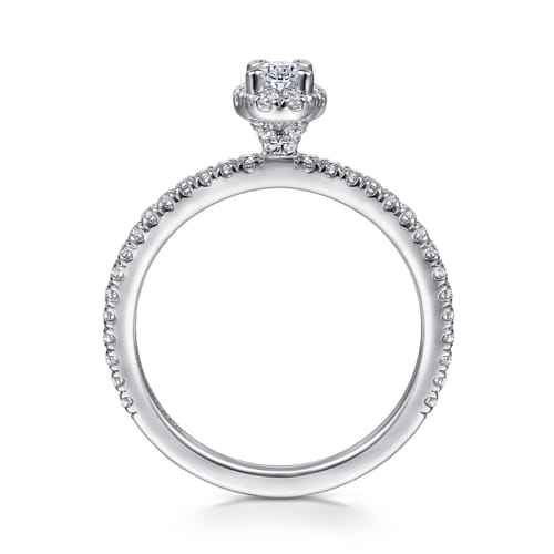 14K White Gold Oval Halo Diamond Engagement Ring
