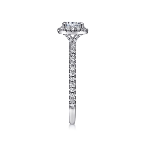 14K White Gold Oval Halo Diamond Engagement Ring