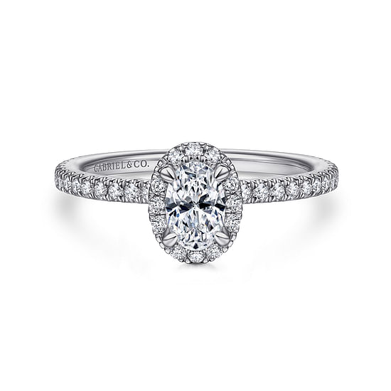 Gabriel - 14K White Gold Oval Halo Diamond Engagement Ring