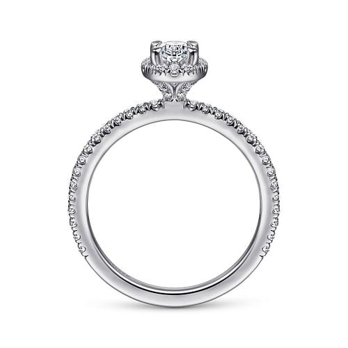 14K White Gold Oval Halo Diamond Engagement Ring