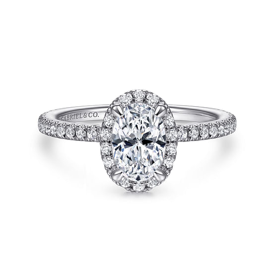 Gabriel - 14K White Gold Oval Halo Diamond Engagement Ring