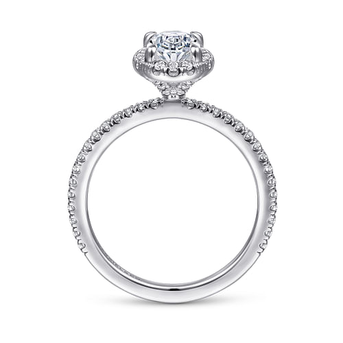 14K White Gold Oval Halo Diamond Engagement Ring