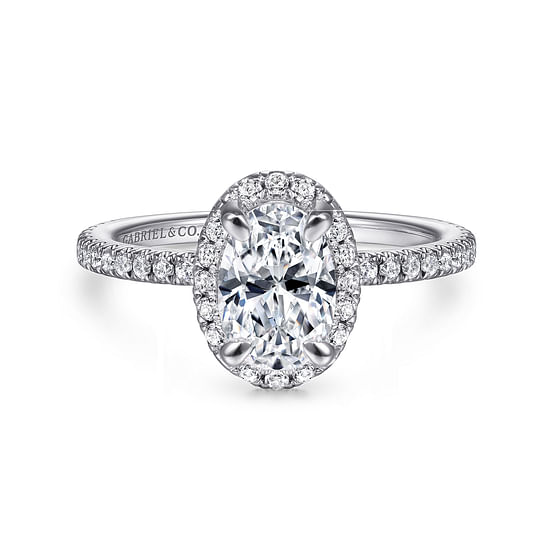 Gabriel - 14K White Gold Oval Halo Diamond Engagement Ring