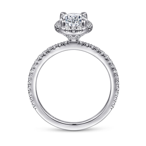 14K White Gold Oval Halo Diamond Engagement Ring