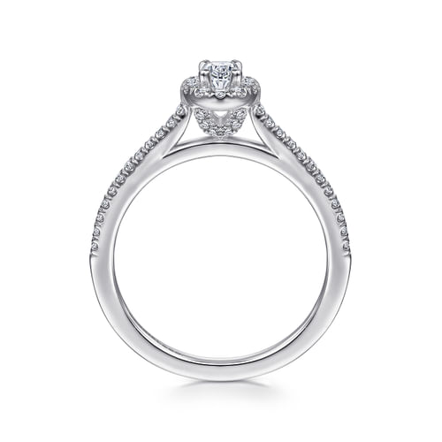 14K White Gold Oval Halo Diamond Engagement Ring