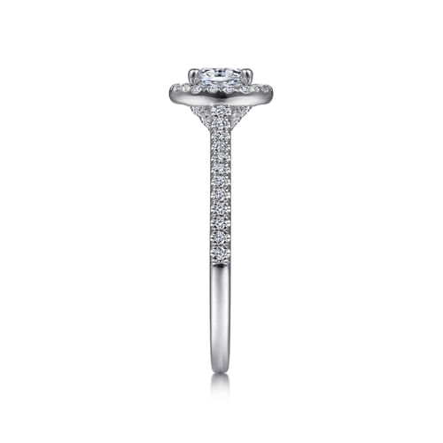 14K White Gold Oval Halo Diamond Engagement Ring