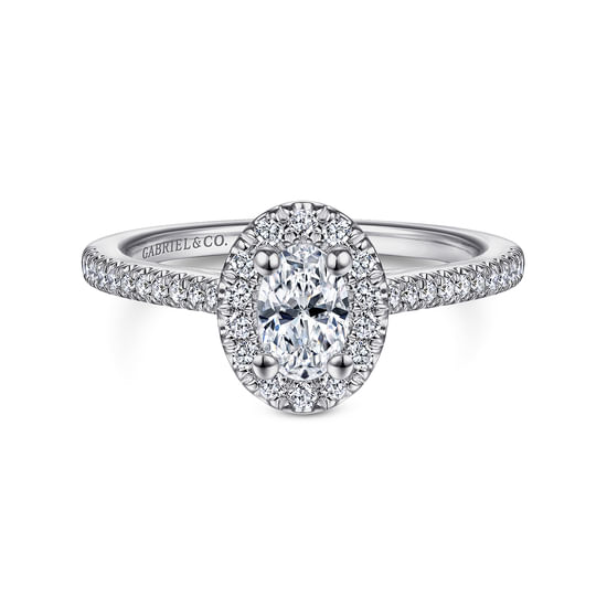 Gabriel - 14K White Gold Oval Halo Diamond Engagement Ring