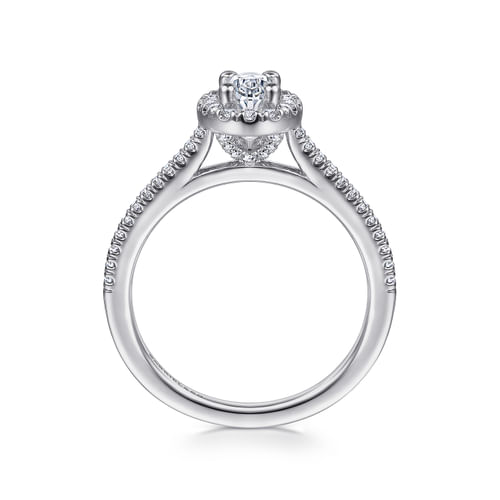 14K White Gold Oval Halo Diamond Engagement Ring