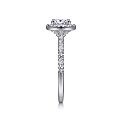 14K White Gold Oval Halo Diamond Engagement Ring