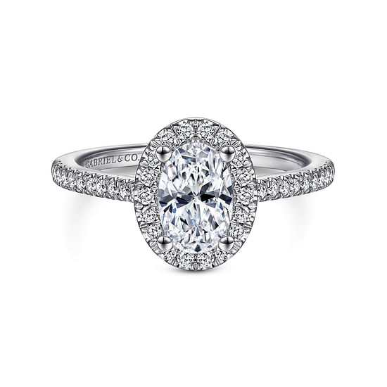 Gabriel - 14K White Gold Oval Halo Diamond Engagement Ring