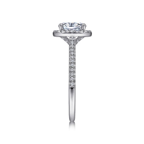 14K White Gold Oval Halo Diamond Engagement Ring