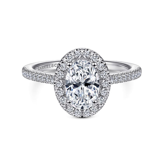 Gabriel - 14K White Gold Oval Halo Diamond Engagement Ring