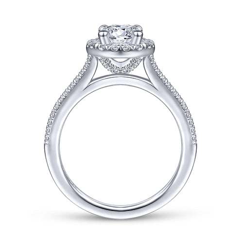 14K White Gold Oval Halo Diamond Engagement Ring