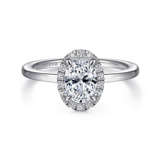 Gabriel - 14K White Gold Oval Halo Diamond Engagement Ring