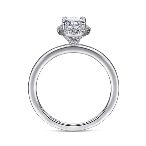 14K White Gold Oval Halo Diamond Engagement Ring