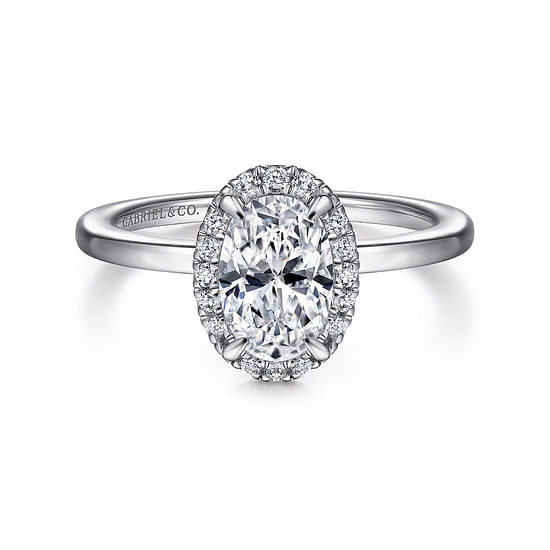 Gabriel - 14K White Gold Oval Halo Diamond Engagement Ring