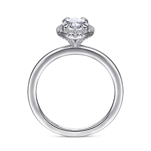 14K White Gold Oval Halo Diamond Engagement Ring