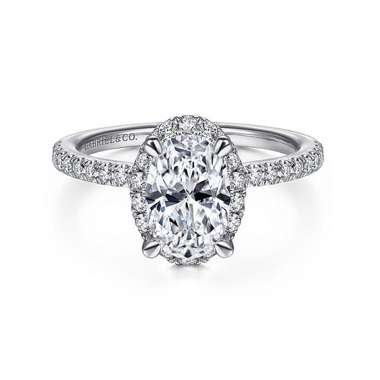 Gabriel - 14K White Gold Oval Halo Diamond Engagement Ring