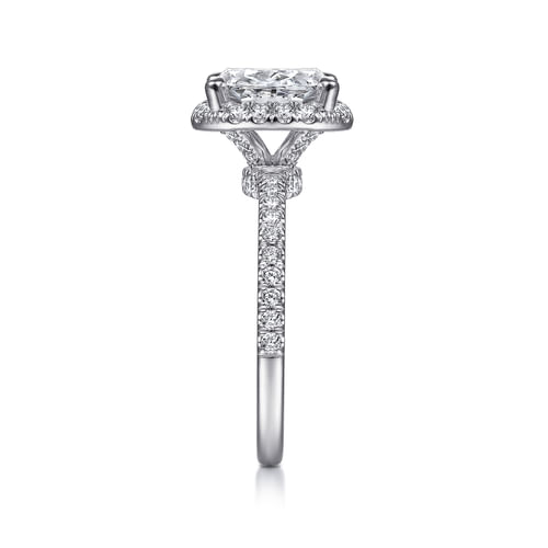 14K White Gold Oval Halo Diamond Engagement Ring