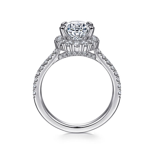 14K White Gold Oval Halo Diamond Engagement Ring