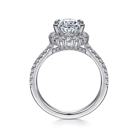 14K White Gold Oval Halo Diamond Engagement Ring angle 2