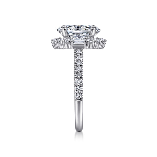 14K White Gold Oval Halo Diamond Engagement Ring angle 5